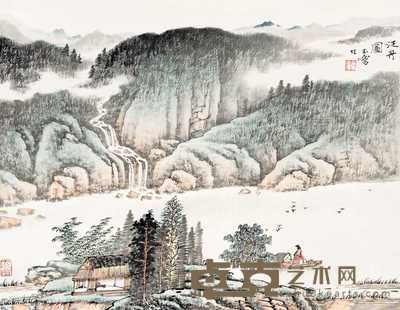宋玉麟 泛舟图 镜心 32×41cm